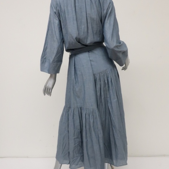 Apiece Apart Dress Stella Shirred Chambray Cotton - Picture 5 of 6